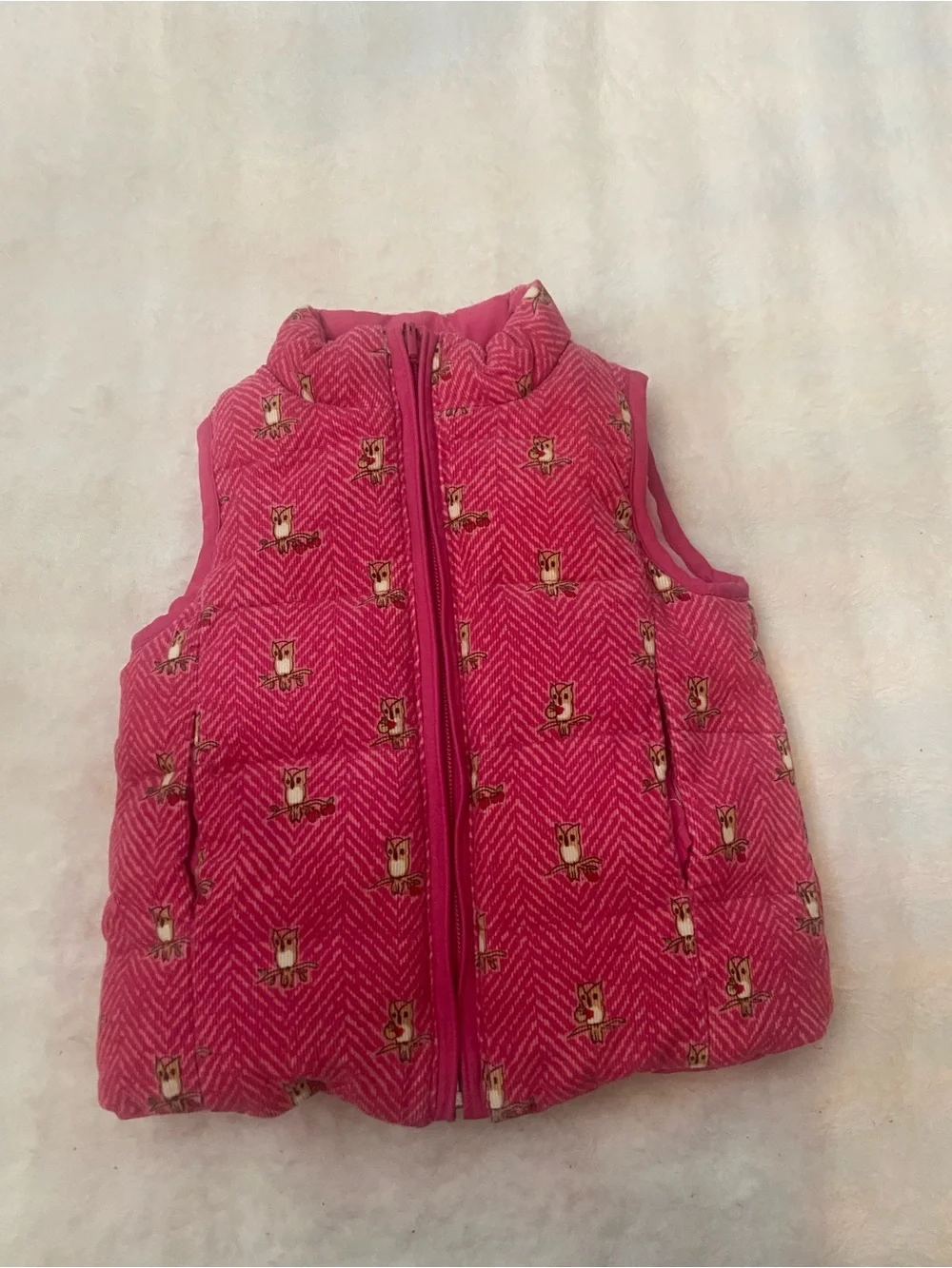 Lilly Pulitzer Girls Reversible Puffer Vest Pink Owl Print Stripe 39328